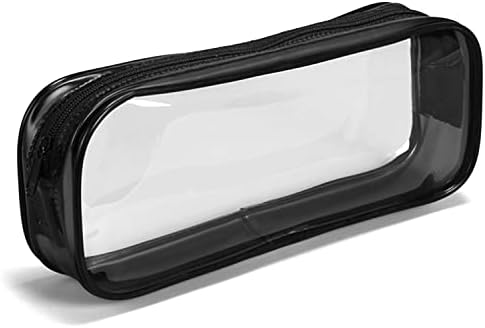 CHEERYMAGIC Clear Pencil Bag, Clear Exam Pencil Case, Waterproof PVC Zippered Comestic Storage Pouch, Travel Luggage Pouch Make up Cosmetic Bag (Pink) A3TMBD