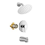 Holispa Tub Shower Faucet, Chrome Tub Shower Faucet Set with 8-Inch Rainfall Shower Head and Tub Spo