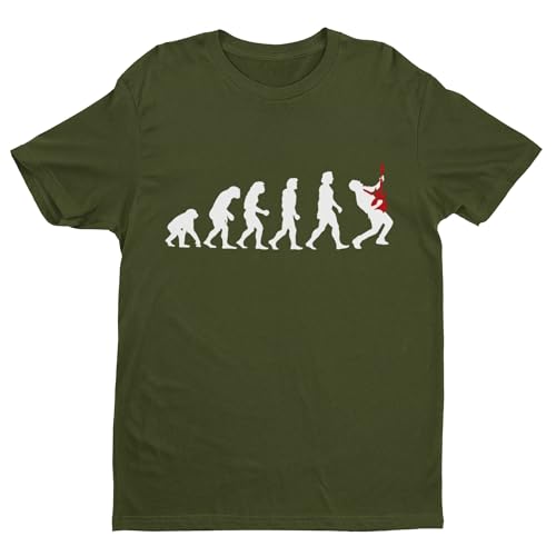 GALAXY TEES T-shirt humoristique pour homme The Evolution of The Guitar Player, vert militaire, XL