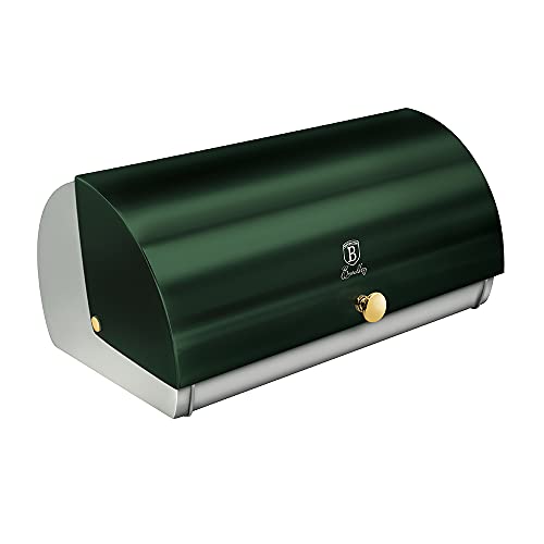 Berlinger Haus Stainless Steel Bread Box For Kitchen Countertop, Compact Bread Storage Container, Modern Bread Bin With Metal Door, Stylish Bread Loaf Holder, Green #TOP1