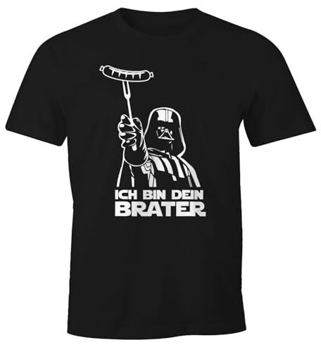 MoonWorks® Herren T-Shirt Ich Bin Dein Brater Fun-Shirt Grillen Barbecue BBQ Fleisch Parodie Nerd Schwarz XL