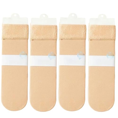 Livwellia 1/5Pairs Winter Warm Women Socks Merino Wool Men Super Thicker Solid Against Cold Thermal Plush Snow-Skin-5Pairs