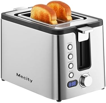 Close-up of the toaster's control panel with LCD screen and buttons