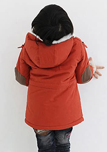Eishow Little Kids Boys Warm Thick Jackets Hooded Cotton Fleece Parka Coat Children Girls Winter Zipper Outerwear (Orange, 2-3 Years) #TOP3