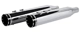 Khrome Werks 202735 Chrome 4.5' HP-Plus Slip-Ons with Black Tracer Tips for 2017-Newer Harley Touring