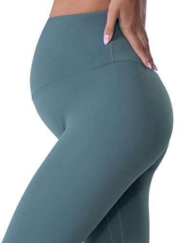 Poshdivah Women's Maternity Leggings Over The Belly Pregnancy Yoga Pants Active Wear Workout Leggings Blue Large #TOP2