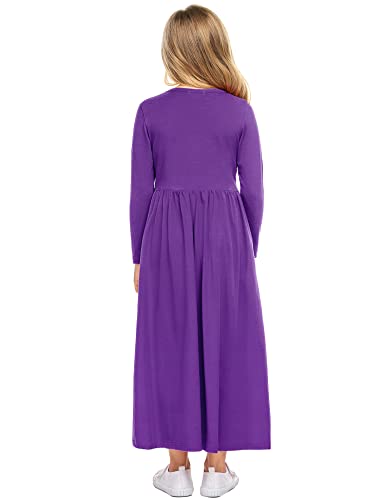 image for Arshiner Girls Maxi Dress, Long Sleeves with Pockets, A-line Winter Pa