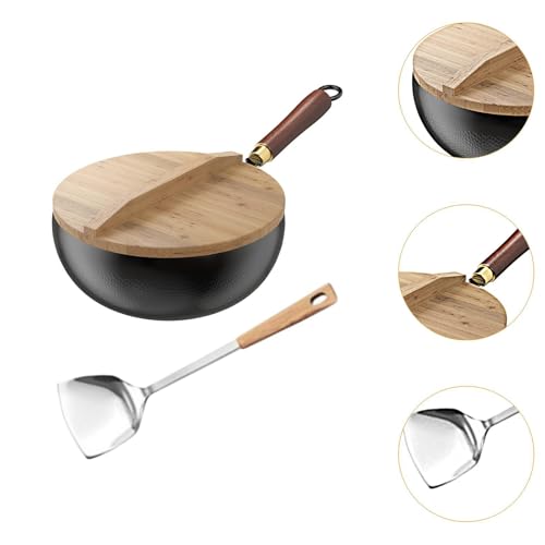 Wok de hierro para cocina con mango de madera, 26 cm miniatura 4