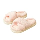 VIYOHOH Zapatillas Zapatillas para Mujeres De Otoño E Invierno Invernadas Sin Deslizamiento De Algodón Grueso para Mujeres Invierno-rosa-38-39