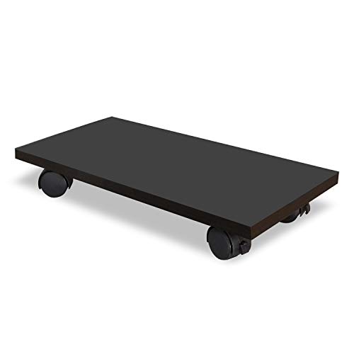 Deston Computer Cart Wood CPU Rolling Stand, Mobile PC Cart Holder, Computer Tower Stand with Brake Wheels Under Home Office Desk, Black