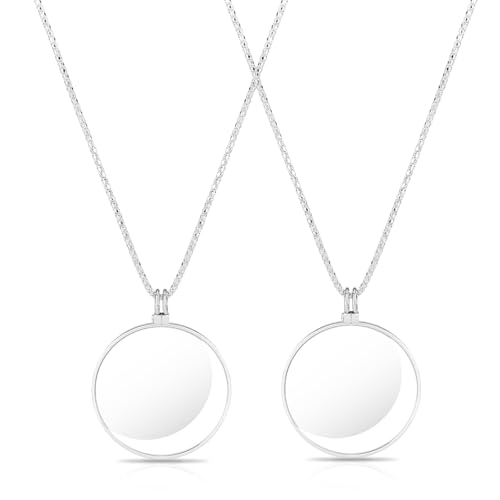 5X Magnifying Glass Necklace Vintage Magnifying Glass Pendant Necklace Monocle Lens Necklace Magnifying Glass on a Chain 1.7 Inch Diameter Glass Lens for Reading, Jewelry, Needlework