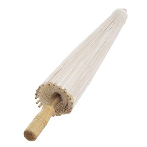 TOGEVAL Parapluie en Papier Huilé Blanc Fait Main Parasol Asiatique en Bambou 83 CM de Diamètre Parapluie Japonerie Vintage Décoratif pour Mariage Peinture DIY et Décoration Intérieure