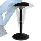 Backerz Sgabello Ergonomico - Sgabello Girevole da 55 a 80 cm con effetto dondolo - Sedia da Ufficio per Casa, Ufficio, Studio - Cuscino a Schiuma, Esterno in Lino Impermeabile - Nero Opaco