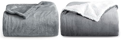 Bedsure Grey Twin Blanket and Sherpa Fleece Blanket for Couch, So...