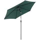 Outsunny Ombrellone da Giardino Ø2.6x2.35 m Inclinabile Verde Scuro