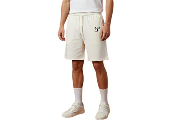 DARK DEVIL Men’s Solid Cotton Shorts | Regular Fit Knee Length Shorts for Men | Soft Breathable Fabric | Elastic Waist with Drawstring