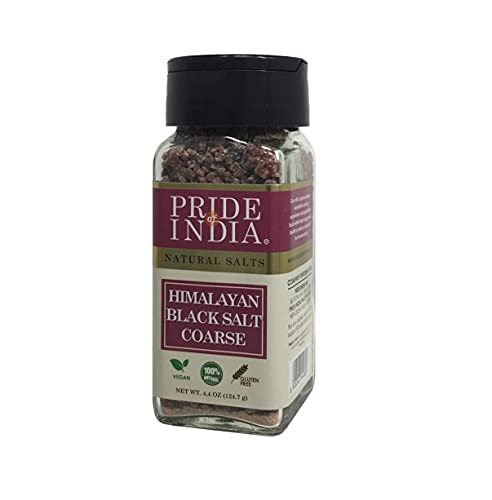 Pride Of India- Himalayan Black Rock Salt, Coarse Grind, (4.4 Oz)- Kala Namak, Contains 84+ Minerals, Perfect For Cooking, Tofu Scrambles #TOP25