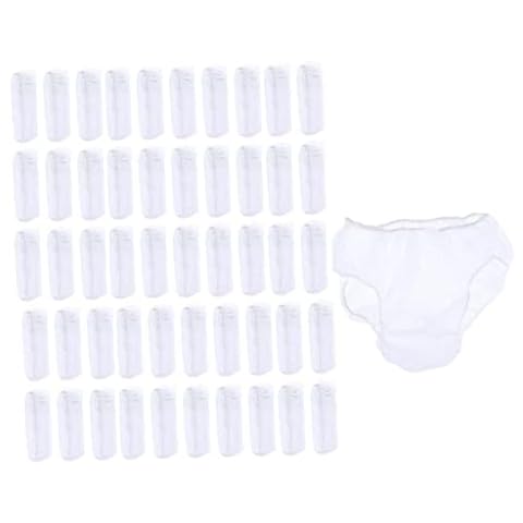 50 Pieces Disposable Underwear for Women/Men - Extra Soft Incontinence Briefs - Wax, Travel, Sports Panties - Large - White Cover