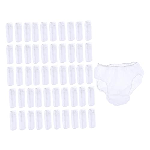 50 Pieces Disposable Underwear for Women/Men - Extra Soft Incontinence Briefs - Wax Travel Sports Panties - Large - White