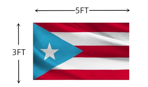 Heavy Duty Double Sided Light Blue Puerto Rico Flag 3x5 FT 3ply,PR National Flags, 100D Thick Polyester Puerto Rican Flags,UV Resistant Outdoor Deco Banner, Vivid Color, All Weather, Double Stitched with Sturdy Brass Ring. (3ply, 3x5) by cuttencreat - Image 3