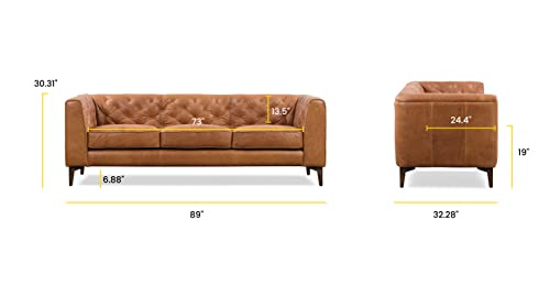 Poly & Bark PB-LR-522-TAN-A Essex Leather Couch – 89-Inch Sofa thumb #2