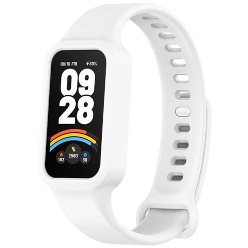 BAIDIYU Correa Compatible con Xiaomi Smart Band 9 Active, Suave de TPU, Funda Protectora y Correa integradas, Correa de Repuesto Compatible con Xiaomi Smart Band 9 Active.(Blanco)