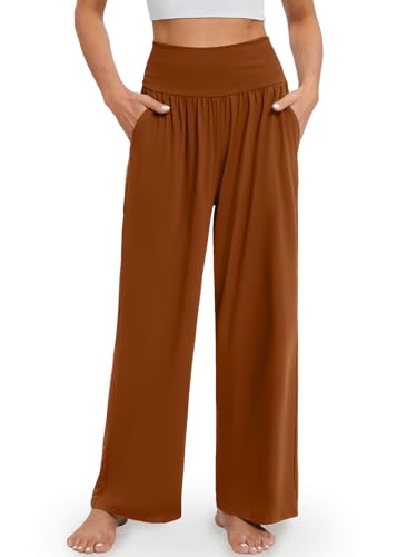 Image of Gracyoga Wide Leg Yoga Pants for Women Casual Loose Cozy Sweatpants High Waisted Lounge Pajama Flowy Pants With Pockets