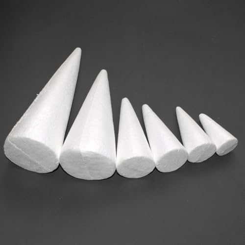 Conos de poliespán blancos de alta densidad para manualidades infantiles, pack de 20 piezas 6