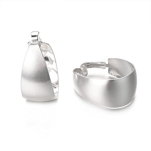 Yoursfs Silver Clip Thick Hoop Earrings For Women Clip On Platinum Plated Non Pierced Ears 35Mm Large Earring #TOP5