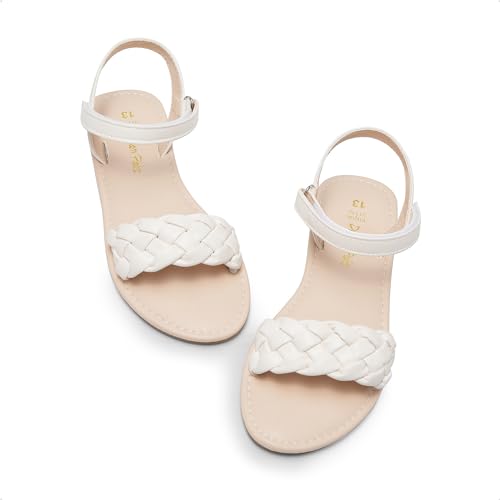 Image of DREAM PAIRS Girls Sandals Classic Open Toe Braided Flat Sandals Summer Dress Shoes