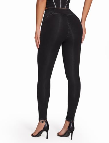 SEASUM Womens High Waist Butt Lifting Stretch Jeans 3 Button Push Up Curvy High Rise Leggings4