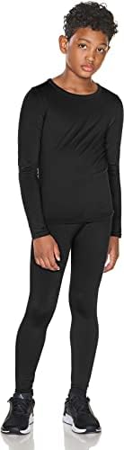 TSLA Kid's & Boy's and Girl's Thermal Underwear Set, Soft Fleece Lined Long Johns, Winter Base Layer Top & Bottom, Boy Thermal Set Black, 12