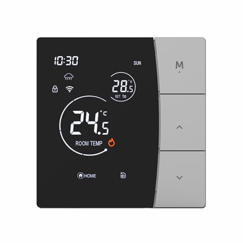 Matybobe Thermostat Intelligent, Contrôleur de Température Programmable 16 A avec Fil de Capteur de 300 Cm, écran Tactile à Affichage Numérique pour Chauffage électrique, Gestion