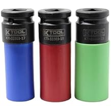 K Tool International 33303 Thin Wall Spline Lug Nut Socket Set with Black Chrome Finish, Nylon Sleeve Protection, Multi Fastener Compatibility, Blow Molded Storage Case