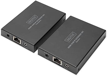 DIGITUS Przedłużacz KVM HDMI - nadajnik i odbiornik - przez IP - zasięg do 150 m - Full HD 1080p - HDMI 1.4 - USB 1.1 - HDCP 1.4 - podłączenie myszy i klawiatury - kabel krosowy CAT 5e i wyższy