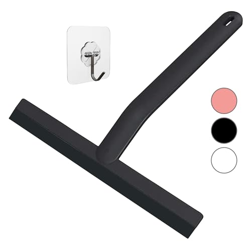 chiwiSHOP, Limpiacristales, Limpia Cristales Mamparas Ducha, Rasquetas Limpiacristales, Limpia Mamparas Ducha, Limpieza, Espejos, Azulejos y Baños -25cm,Negro