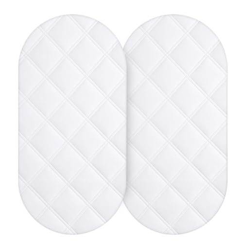 2x 100% Waterproof Moses Basket Mattress Protector - Pack of 2 - (35 x 75cm) Ultra-Soft Absorbent & Breathable Fitted Skirt Leakproof TPU Layer Machine Washable Baby Mattress Cover