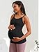 ATTRACO Maternity Tank Top with Built in Bra Ribbed Pregnancy Athletic Yoga Shirts Camisole XL Black