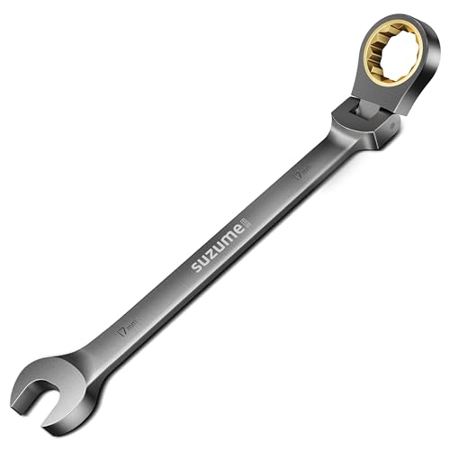 Image of SUZUME 17mm Flex Head Ratcheting Wrench Metric 72 Teeth Cr-V Steel 15K+ Cycle Locked Gears with 180 Flexible Head Black Nickel Coating