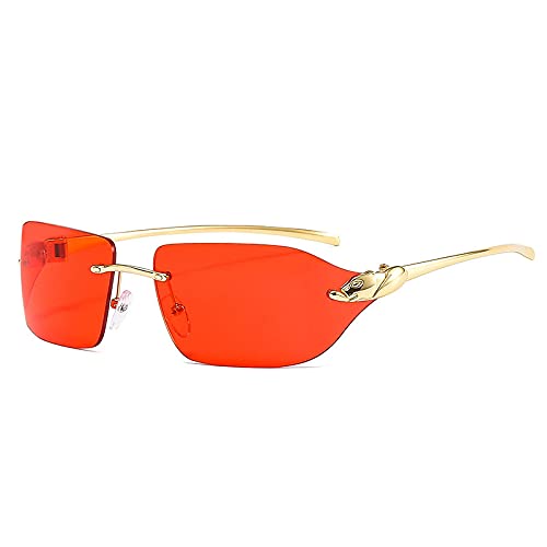 Lunettes de soleil sans monture vintage à verres océan UV400 pour femme