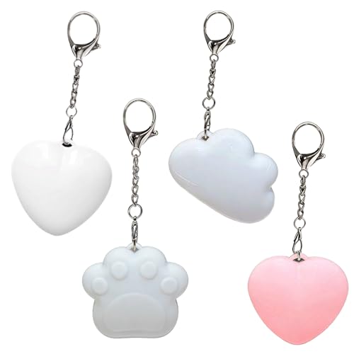 Porte-clés lumineux tactiles rechargeables USB en forme de cœur et chat (Lot de 4)