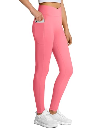 Image of JOCMIC Girls Athletic Leggings High Waist for Kids Yoga Dance Gym Pants with Pocket