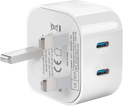 USB C Plug,20W Fast Charger Plug UK Compatible with iPhone 17 air/16/15/15 Pro/15 Pro Max/14/14 Pro/13/13 Pro/12/12 Pro/11/ipad,Type C Plug Fast Charging for Watch Dual Port USBC Wall Plug
