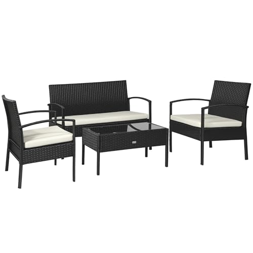 Outsunny Polyrattan Sitzgruppe Garnitur Lounge Sofa Gartenset 7 TLG. mit...
