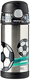 Funtainer Thermoskanne, Edelstahl, Strohhalmflasche, 355 ml, Edelstahl, fußball, 355 ml