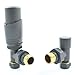 Price comparison product image Hot Flow Grey Cascade Angled Modern TRV Thermostatic Radiator Valve (Pair) Includes Angled TRV Body & One Lock Shield for Quick & Easy Temperature Control. Perfect for Energy Saving.