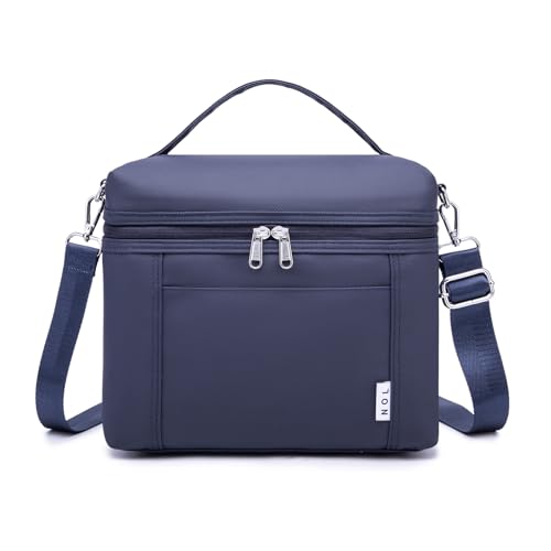 Image of NOL Natural Organic Lifestyle Insulated Lunch Bags for Women Cooler Bag Lightweight Nylon Waterproof Lunch Box For Work (Navy blue, Medium(normal))