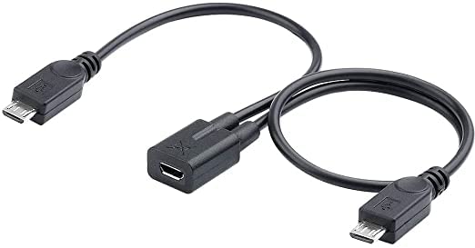 hkecart :: (not otg cable usb micro b female to 2 micro usb male- b dual y splitter adapter connector lead extension charge/charging cable