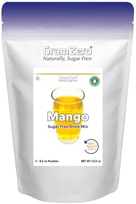 GramZero Mango Zero Calorie Sugar Free Drink Mix, Great For Nutrition Club Loaded Tea, Stevia Sweetened