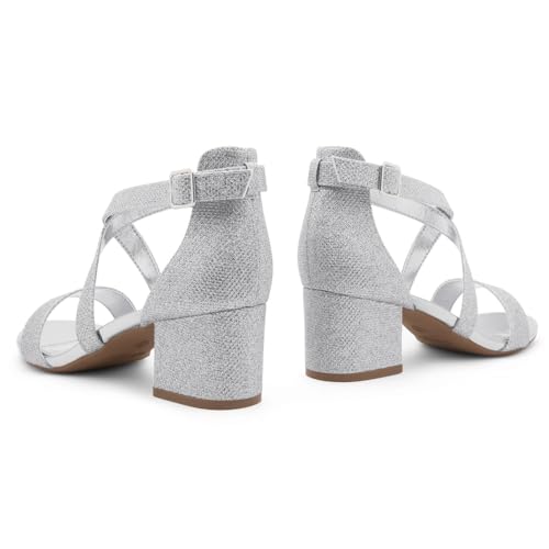Image of Shoe Land SL-LESSA Women's Low Heels Open Toe Dress Heeled Sandals Cross Ankle Strap Chunky Block Short Heel Pumps Shoes for Office Prom Wedding Party
